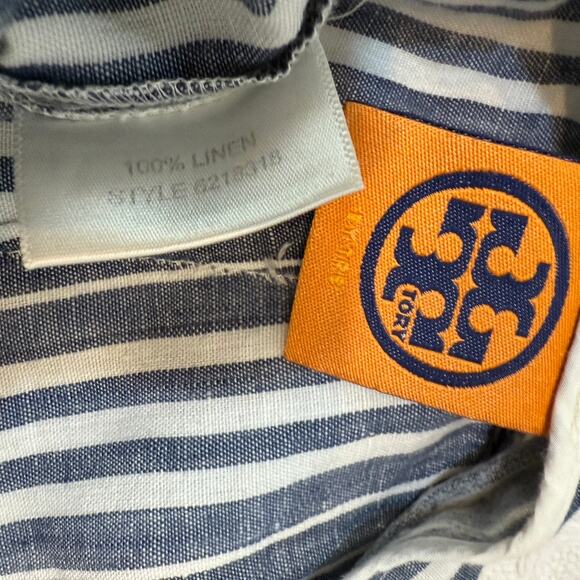 Tory Burch 2 linen side zip striped pant P3 2894 - Picture 7 of 14